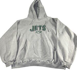 Vintage Y2K NFL Reebok New York Jets Mens Pullover Gray Hoodie Size Medium